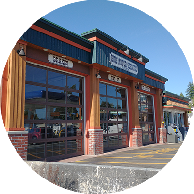 The front of the Hub Motor Service shop and its service bays